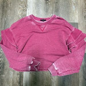 7 For All Mankind Red Ruffle Long Sleeve